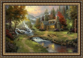 Mountain Poppies III Framed Paintings - Mountain Paradise by Thomas Kinkade