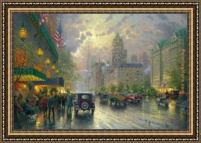 Heaven in New York Framed Paintings - New York 5th Avenue by Thomas Kinkade