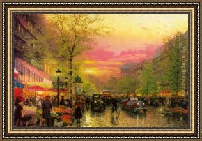 Cherokee Roses on a Light Gray Cloth Framed Paintings - Paris City of Lights by Thomas Kinkade