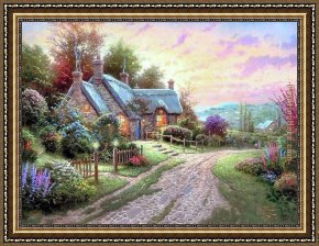 A Little Prince Likely in Time to Bless a Royal Throne Framed Paintings - Peaceful Time by Thomas Kinkade