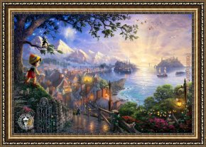 Star of The Ballet Framed Paintings - Pinocchio Wishes Upon a Star by Thomas Kinkade