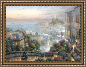 Street Framed Paintings - San Francisco Lombard Street by Thomas Kinkade