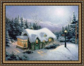 The Night Before Christmas Framed Paintings - Silent Night by Thomas Kinkade