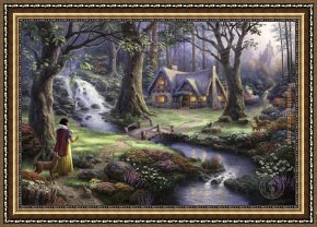 Thomas Kinkade Country Living Framed Paintings - Snow White discovers the cottage by Thomas Kinkade