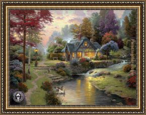 Thomas Kinkade Country Living Framed Paintings - Stillwater Cottage by Thomas Kinkade