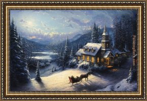 An Evening in Prague Framed Paintings - Sunday Evening Sleigh Ride by Thomas Kinkade