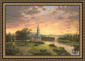 Sunrise Framed Paintings - Sunrise Chapel by Thomas Kinkade