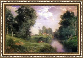 Merry As The Day Is Long Framed Paintings - A Long Island River by Thomas Moran