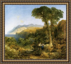 Rocky Coast Framed Paintings - Amalfi Coast by Thomas Moran