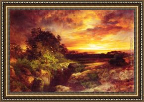 Edward Moran Framed Paintings - An Arizona Sunset Near the Grand Canyon by Thomas Moran