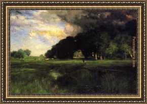 Storm Framed Paintings - Approaching Storm by Thomas Moran