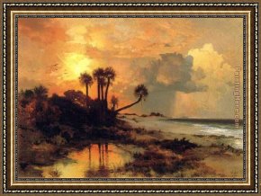 Madonna with St George Framed Paintings - Fort George Island by Thomas Moran