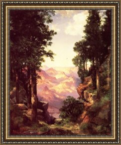 Grand Framed Paintings - Grand Canyon 12 by Thomas Moran
