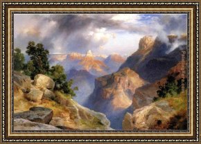Grand Framed Paintings - Grand Canyon 1912 by Thomas Moran