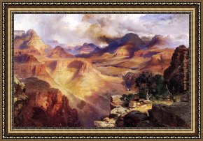 Grand Framed Paintings - Grand Canyon 2 by Thomas Moran