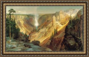 Yosemite Valley Yellowstone Park Framed Paintings - Grand Canyon of the Yellowstone by Thomas Moran