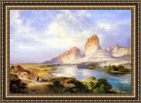 The Wolf River, Kansas Framed Paintings - Green River, Wyoming by Thomas Moran