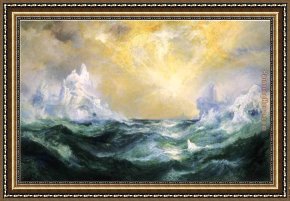 The Icebergs Framed Paintings - Icebergs in Mid-Atlantic by Thomas Moran