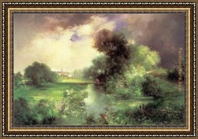 East Boothbay Harbor Framed Paintings - June, East Hampton by Thomas Moran