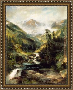 Mountain Poppies III Framed Paintings - Mountain of the Holy Cross by Thomas Moran