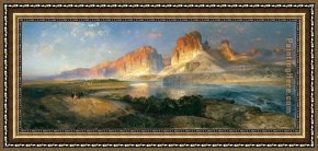 The Wolf River, Kansas Framed Paintings - Nearing Camp on the Upper Colorado River by Thomas Moran