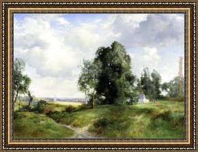 East Boothbay Harbor Framed Paintings - Old Windmill, East Hampton, Long Island, New York by Thomas Moran