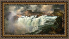 The Fall of Man Framed Paintings - Shoshone Falls on the Snake River by Thomas Moran