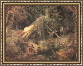 The Slave Market Framed Paintings - Slaves Escaping Through the Swamp by Thomas Moran