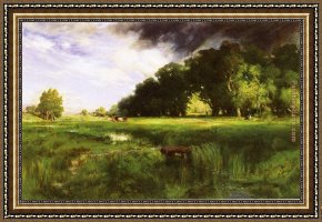 Summer Framed Paintings - Summer Squall by Thomas Moran