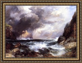 North Star Framed Paintings - Tantallon Castle, North Berwick, Scotland by Thomas Moran