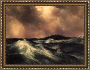 Edward Moran Framed Paintings - The Angry Sea by Thomas Moran