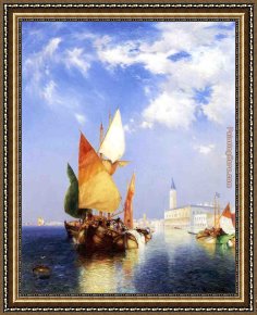 Sunny Afternoon on The Canal Framed Paintings - The Grand Canal,Venice by Thomas Moran