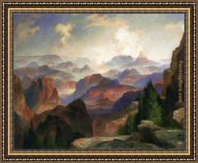 Grand Framed Paintings - The Grand Canyon by Thomas Moran