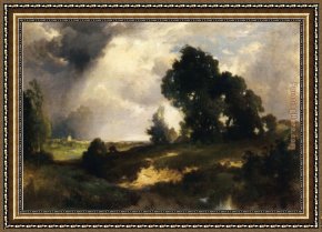 The Sun Shower Framed Paintings - The Passing Shower by Thomas Moran