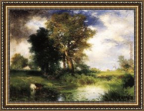 Storm Framed Paintings - The Passing Storm by Thomas Moran