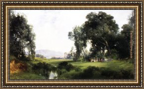 A Picnic Before The Woods Framed Paintings - The Picnic by Thomas Moran