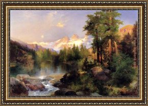 Thomas Moran Framed Paintings - The Three Tetons by Thomas Moran
