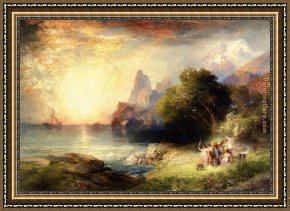 Edward Moran Framed Paintings - Ulysses and the Sirens by Thomas Moran