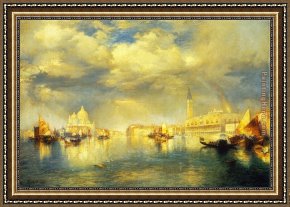A Venetian Balcony Framed Paintings - Venetian Scene by Thomas Moran
