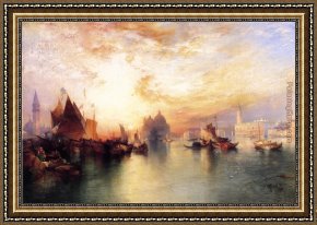 Venice Framed Paintings - Venice, from near San Giorgio by Thomas Moran