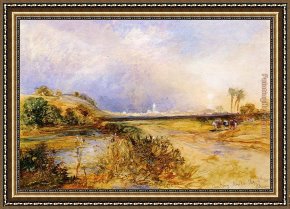 Disembarkation of The Spanish at Vera Cruz (with Portrait of Cortez As a Hunchback) Framed Paintings - Vera Cruz, Mexico by Thomas Moran