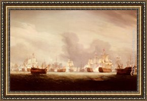 Battle Framed Paintings - The Battle Of The Glorious 1st Of June 1794 by Thomas Whitcombe