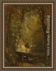 Pools of Serenity Framed Paintings - The Trout Pool by Thomas Worthington Whittredge