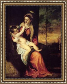 The Presentation of Christ Framed Paintings - Mary with the Christ Child by Titian