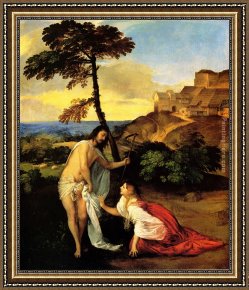 Noli Me Tangere Framed Paintings - Noli me Tangere by Titian