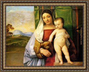 Madonna Framed Paintings - The Gipsy Madonna by Titian