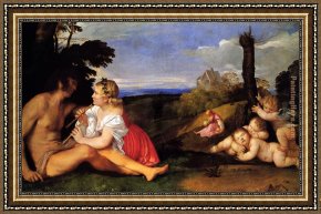 Man with Scythe Framed Paintings - The Three Ages of Man by Titian