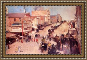 Nina Con Flor Framed Paintings - Bourke Street, Allegro Con Brio by Tom Roberts