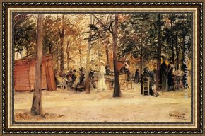 The Puppet Show Framed Paintings - A Puppet Show in a Park by Ulisse Caputo