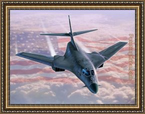 Artist Framed Paintings - B-1 Above the Clouds by Unknown Artist